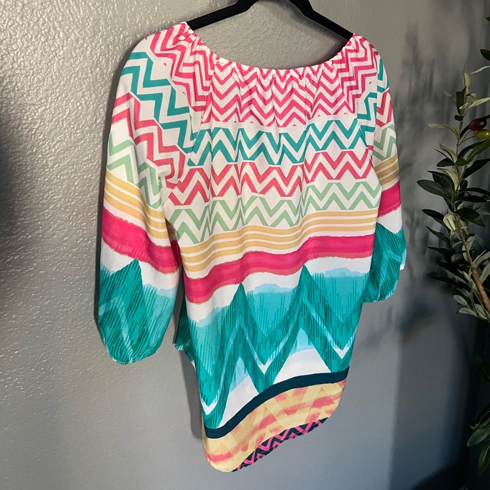 Glam Multi Colored High Low Blouse - Picture 4 of 9